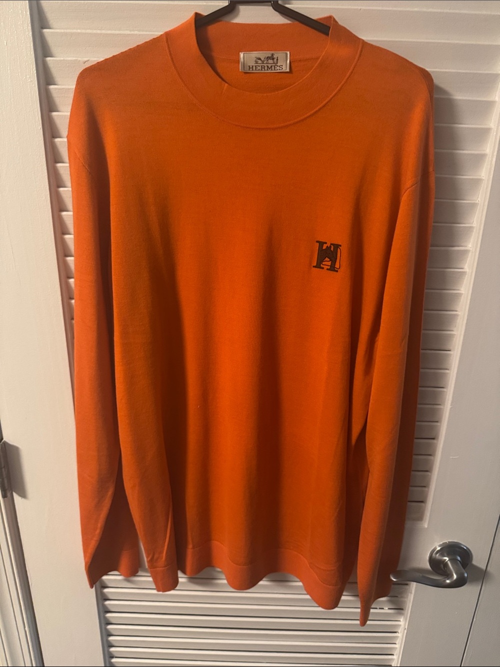 Hermes Men's Bright Orange Crewneck Sweater🔥New! - Picture 2 of 5